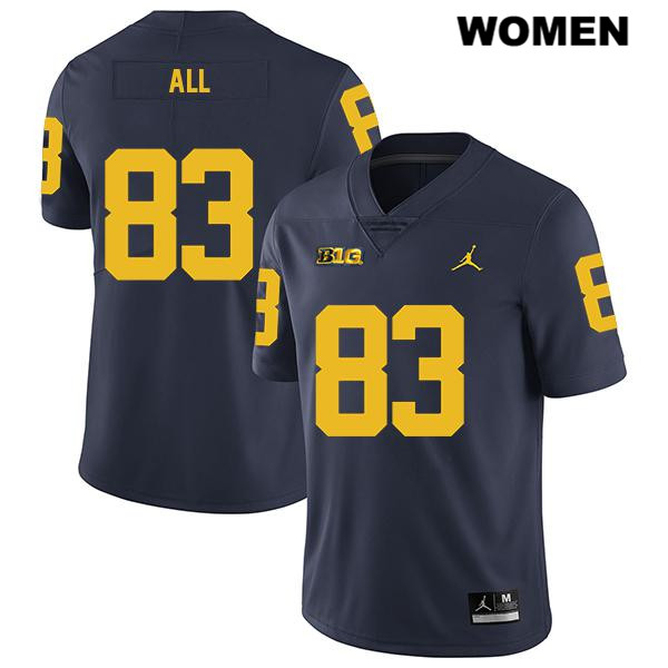 Women's NCAA Michigan Wolverines Erick All #83 Navy Jordan Brand Authentic Stitched Legend Football College Jersey WU25T03IB